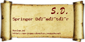Springer Dömötör névjegykártya